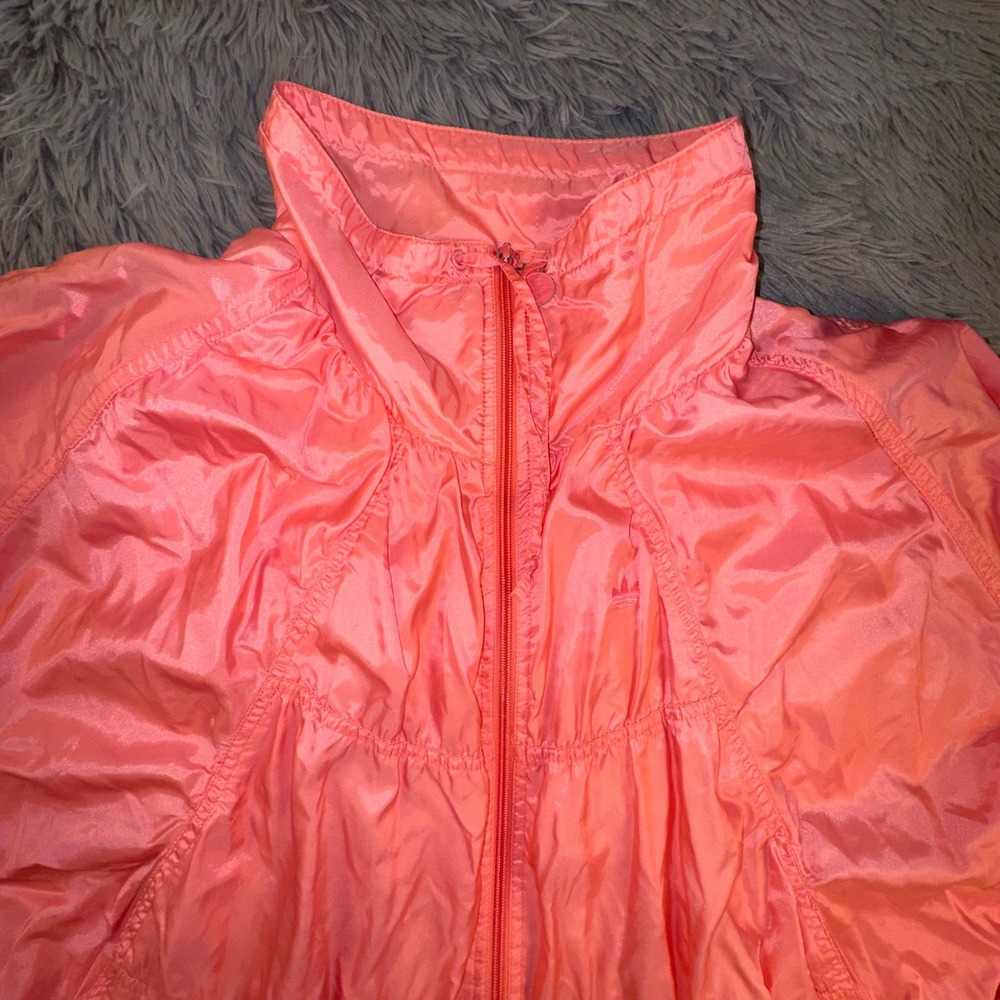 Adidas Track Jacket Women's Large Coral Pink Windbreaker Full Zip Vintage 80s - Picture 9 of 12